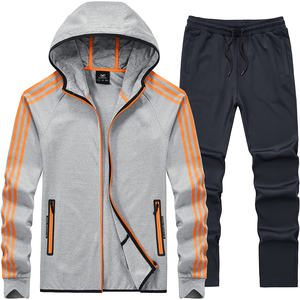 Hommes automne hiver Sport à capuche tendances solide Fitness fermeture éclair sweats à capuche pantalons de survêtement mâle mince décontracté mode survêtements - Product Image 2