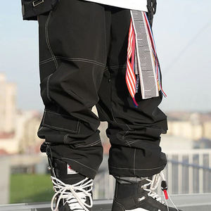 Pantalones de nieve holgados John Snow Swag Street Style para hombre, impermeables, negros, de mezclilla, puntos blancos, bolsillo cargo, cintura, Polaina, pantalones holgados de esquí - Product Image 4