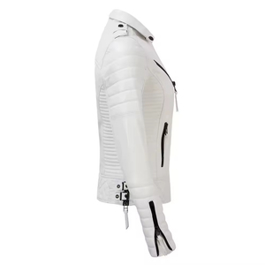 Veste en cuir véritable pour femmes d'appel classique qui se marie parfaitement avec chaque tenue tout en vous gardant au chaud et axé sur la tendance - Product Image 3