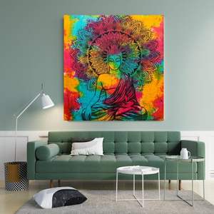 พรมแขวนผนังสไตล์โบฮีเมียน,ผ้าคลุมเตียงตกแต่งแนวศิลปะพื้นเมืองราชินีอินเดียโบฮีเมียนผ้าทอสำหรับตกแต่งบ้านสีเหลือง - Product Image 1