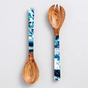 Ensemble de serveurs à salade avec manche en résine, ensemble d'outils de cuisine en bois de mangue d'acacia naturel disponible en Inde - Product Image 1