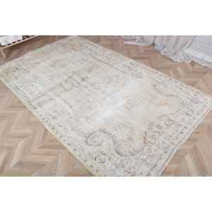 Alfombra Vintage de 4.8x8.7 pies, Alfombra Persa Turca Blanca de Lana - Product Image 3