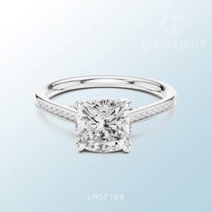 Classic white gold cluster ring featuring cushion cut diamond ideal for engagement bridal wear wedding or meaningful gift giving - Product Image 1