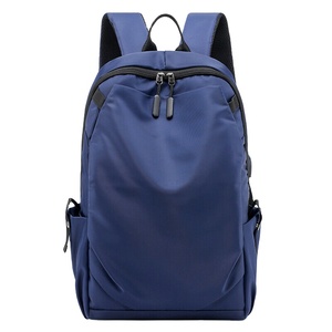 Bleu nuit 100% véritable sac à dos en cuir de vachette pleine fleur géométrique naturellement fraisé coton sergé fermeture à glissière bidirectionnelle interne - Product Image 1