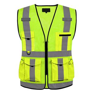Venta al por mayor de alta visibilidad reflectante hombres chaleco 5 dimensiones bolsillo malla transpirable alta visibilidad ropa de trabajo para la construcción y la seguridad - Product Image 5
