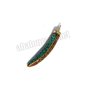 Prix de gros Turquoise tranquille de haute qualité: Pendentif turquoise en argent tibétain Pendentif tibétain paisible en argent - Product Image 1