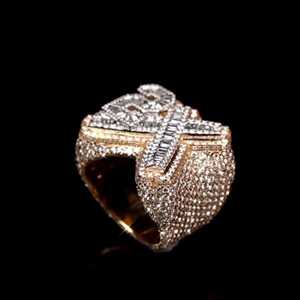Bague Cocktail Unisexe en Argent Sterling 925 avec Moissanite et Diamants, Style Hip Hop de Luxe, pour Homme - Product Image 3