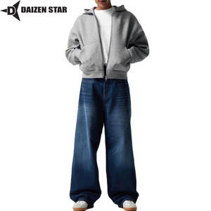 Sweat à capuche zippé pour homme DAIZEN STAR INTERNATIONAL, couleur unie, 100% coton molletonné, surdimensionné, décontracté, uni, teinture unie, service OEM - Product Image 4