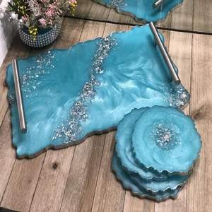 Plateau artistique en résine Design élégant fabriqué à la main Logo de couleur personnalisable pour les occasions spéciales Rassemblements à domicile Luxe 100pcs - Product Image 6