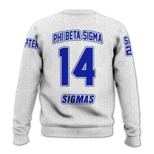 Phi Beta Sigma 1914 bleu blanc pull grec acrylique tricot Chenille lettres Sigma Beta fraternité vêtements pull - Product Image 4