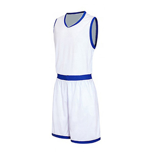 Conjunto de Camiseta de Baloncesto sin Mangas con Cuello en V Blanca con Ribete Azul, Uniforme de Poliéster que Absorbe la Humedad para Adultos Unisex para Todas las Temporadas - Product Image 3