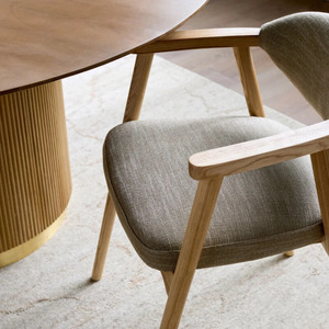 Silla de Comedor Moderna de Madera Maciza con Asiento y Respaldo Tapizados, Silla Lateral de Madera Beige para Hogar, Restaurante, Cafetería - Product Image 4