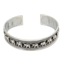 Pulsera de Plata de Ley 925 Hecha a Mano de Alta Calidad con Diseño de Elefante, Regalo para Ella, Joyería al por Mayor