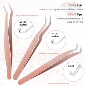 5 pièces de haute qualité Volume en acier inoxydable Extension de cils pince à épiler ensemble or Rose Durable et précision pour les Extensions de cils - Product Image 4