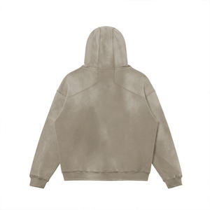 Sudadera con capucha lavada con ácido desgastada para hombre tela de algodón transpirable impresión personalizada bordado marca etiqueta privada al por mayor - Product Image 2