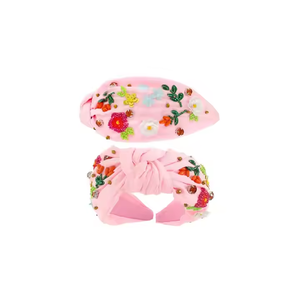 Bandeau de Pâques brodé à la main, motif lapin et œuf, accents perlés, style noué, personnalisable, style européen-américain, pour filles, pour les fêtes - Product Image 4