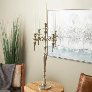 เชิงเทียนสีเงินหรูหราแกนกลาง5เชิงเทียนตกแต่งงานแต่งงานสไตล์วินเทจ - Product Image 5