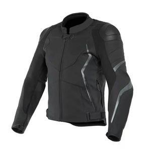 Customized Winter Motorbike Racing Black Jacket with CE Approved Protections Cowhide Leather Windproof & Breathable for Men - Product Image 1
