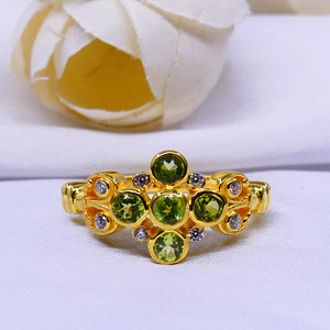 แหวนแต่งงาน925สเตอริงสีทองสำหรับผู้หญิงที่ไม่เหมือนใครคลาสสิกประดับอัญมณีเพอริดอท - Product Image 3