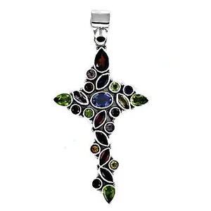Pendentif en argent 925 plaqué rhodium or rose avec pierres précieuses multiples pour bijoux de mode féminins - Product Image 2