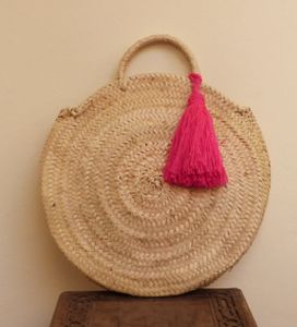 Panier rond en paille, panier marocain à paillettes, panier rond, fourre-tout d'été, panier français, sac panier - Product Image 2