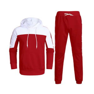 Ensemble de survêtement d'hiver pour homme, look athlétique, deux pièces, vêtements de sport décontractés modernes, extensible dans les quatre sens, fermeture à cordon, 100% coton - Product Image 1