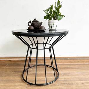 <b>Antique</b> Iron Frame Round <b>Sofa</b> Table with Stone Top Industrial Design Style Living Room Furniture-TT68239 - Product Image 5