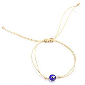 Trendy Evil Eye Cream Colored <b>String</b> Bracelet with Alloy and Pearl Religious Bohemia Charm Wrap Jewelry Gift - Product Image 1