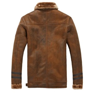 Manteau d'hiver européen grande taille pour homme Veste en cuir suédé épaisse et chaude en fausse laine d'agneau Tissu en toile Style peau de mouton - Product Image 2