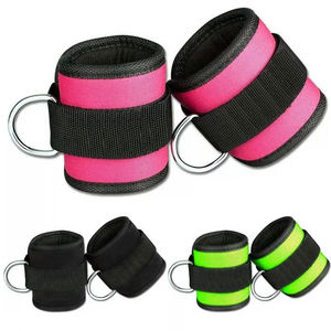 Sangles de cheville respirantes et antidérapantes en néoprène et polyester rembourrées, réglables avec double anneau en D, pour l'entraînement de musculation en salle de sport - Product Image 4