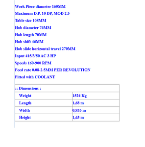 Machine de fabrication d'engrenages de précision Sykes Gear Hobber pour usage industriel - Product Image 6