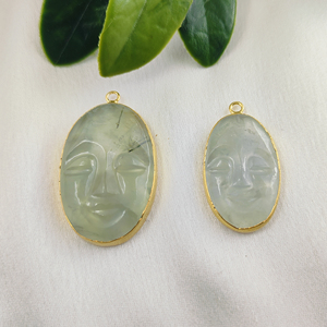 Hecho a mano 35x22mm Oval Prehnite piedra collar 22mm cobre galvanizado colgante Natural moda encantos piedras Unisex tercera fiesta - Product Image 2