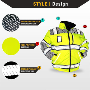 เสื้อแจ็กเก็ตนิรภัยแบบสั่งทำพร้อมพิมพ์โลโก้ชุดทำงานกลางแจ้งสะท้อนแสงมองเห็นได้ชัดเจน - Product Image 4