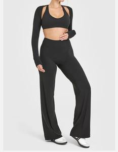 Pantalons de yoga pour femmes, taille haute, mi-taille, jambes larges, pantalons de sport pour activités de plein air, pilates, gym, course à pied - Product Image 2