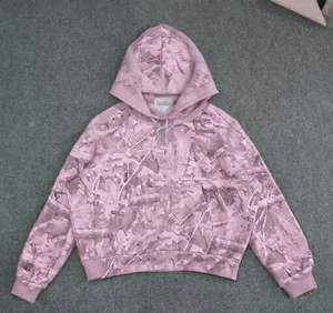 Sudadera con Capucha y Cremallera con Letras Rosadas 100% Algodón de Moda OEM, Personalizable, Estilo Urbano, Corte Holgado, Peso de la Tela 500 Gramos, Bordado 3D - Product Image 5