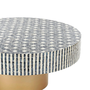Table d'appoint ronde en nacre noire et blanche, faite à la main, magnifique table basse bohème, décoration de salon, mobilier de luxe, Vietnam - Product Image 3