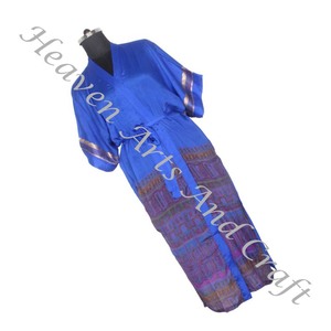 KL013 2024 primavera mujer Vintage Sari Kimono manga larga elegante multicolor ropa de playa largo Vintage seda Vintage Sari Kimono - Product Image 5