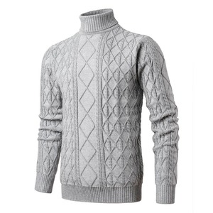 Suéteres de Punto Trenzado OEM para Hombre, Pedidos al por Mayor, Fabricante OEM ODM, Mezcla de Algodón y Lana, Cuello Redondo, Marca Privada, Logotipo Personalizado - Product Image 5