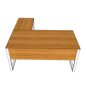 RecBamboo BFRB010-L-Shaped 160x160cm <b>Desk</b> for Home Office <b>Foldable</b> and Adjustable Height Wooden with Iron Legs and Drawer - Product Image 4