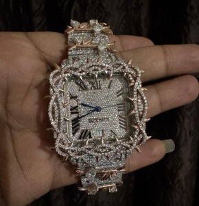 Thorn <b>Watch</b> Hip Hop Style Men's Wrist Natural Diamond <b>Watches</b> Crafted Jewelry VVS Clarity Stainless Steel Band 20mm Antique - Product Image 6