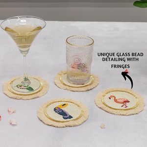 Best Theme Design Glass Beads <b>Table</b> <b>Coaster</b> Best for Parties and Other Functions Tableware Decorative Beast Design <b>Coaster</b> - Product Image 2