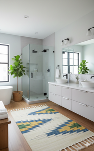 Wholesale Cotton Woven Beige Plush Floral Modern Machine <b>Washable</b> Reversible Backing Multicolor <b>Rug</b> for Home Travel Decor - Product Image 4