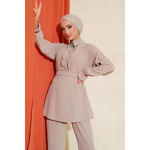 Ruffle Front Aerobin 2 Piezas Set Beige Regular Pattern TR Origin Talla L - Product Image 3