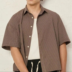 เสื้อลายสก๊อตแขนสั้น NH50บ็อกซี่ทำจากผ้าฝ้ายเนื้อนุ่มระบายอากาศได้ดีเนื้อเรียบลื่นและซึมซับเหงื่อได้ดีสำหรับชุดลำลอง - Product Image 1