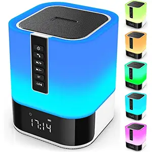 Redwingy Wake Up Light Alarm Clock Bluetooth speakers Powerful For Bedroom Multi Color Changing Speaker Gift Speaker For Kids