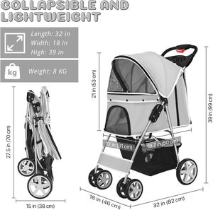 TH-PSP-215 de luxe moderne américain poussette pour animaux de compagnie nouveau Style poussette pour animaux de compagnie bas prix Style cadre en acier pour voyager - Product Image 4