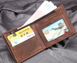 Pure <b>Leather</b> <b>Wallet</b> Zipper Card Holder Genuine <b>Leather</b> Pocket <b>Wallet</b> for Unisex - Product Image 5