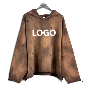 Sweat à capuche premium lourd, chaud pour l'hiver, streetwear, OEM, sweat à capuche délavé sur toute la surface, sweat à capuche brodé personnalisé - Product Image 4