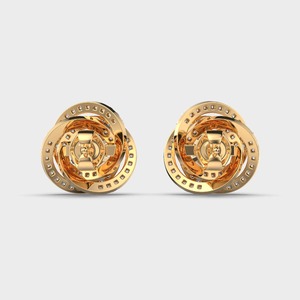 Boucles d'oreilles clous rondes en diamant avec un design en spirale, argent 925 plaqué or, boucles d'oreilles clous pour femmes - Product Image 3