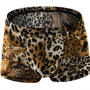 Calzoncillos Bóxer para Hombre, Estampado de Leopardo, Tejido Transpirable, Corte Medio, Bolsa Convexa en U, Estilo Moderno, ODM - Product Image 3